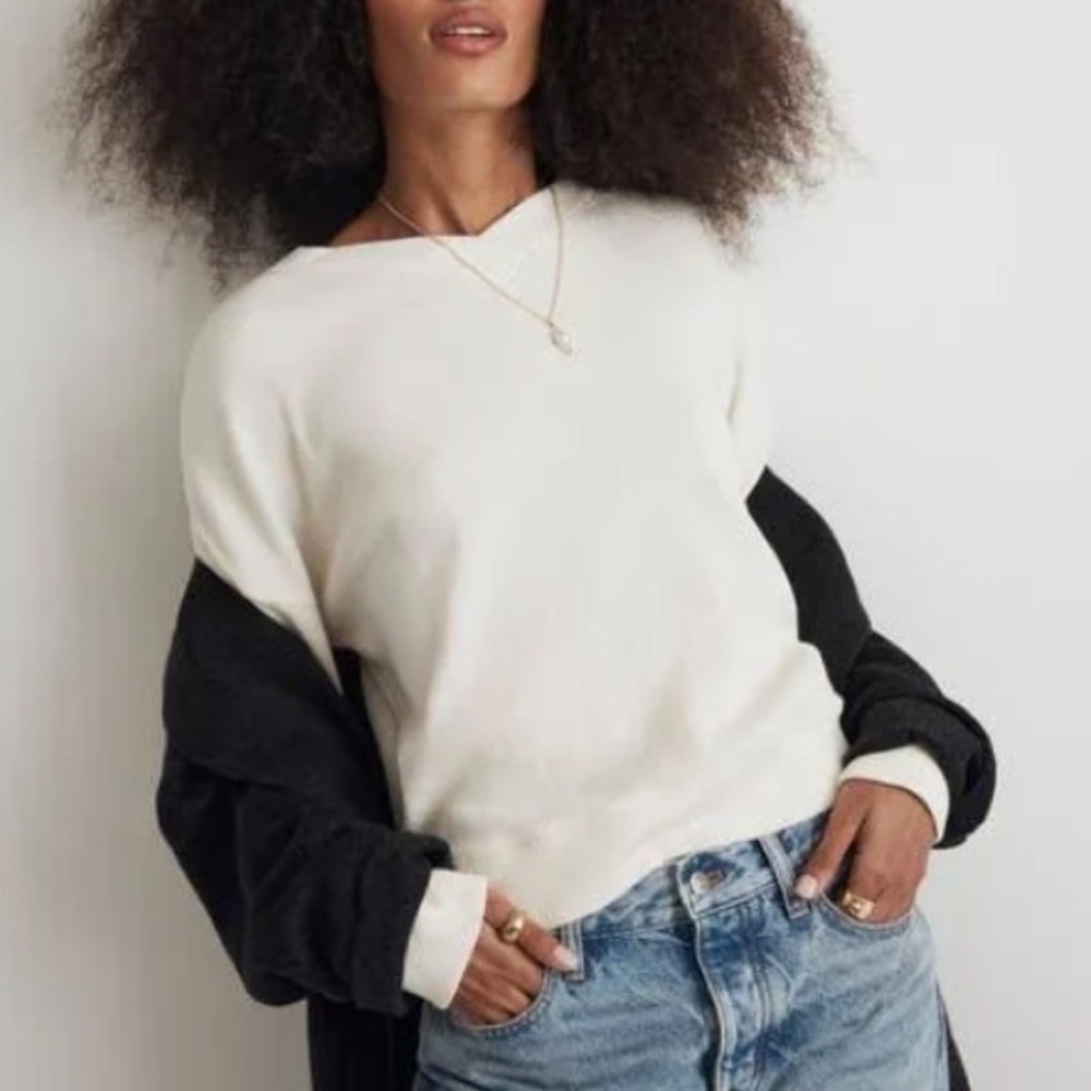 Madewell waffle knit boxy sweatshirt tee